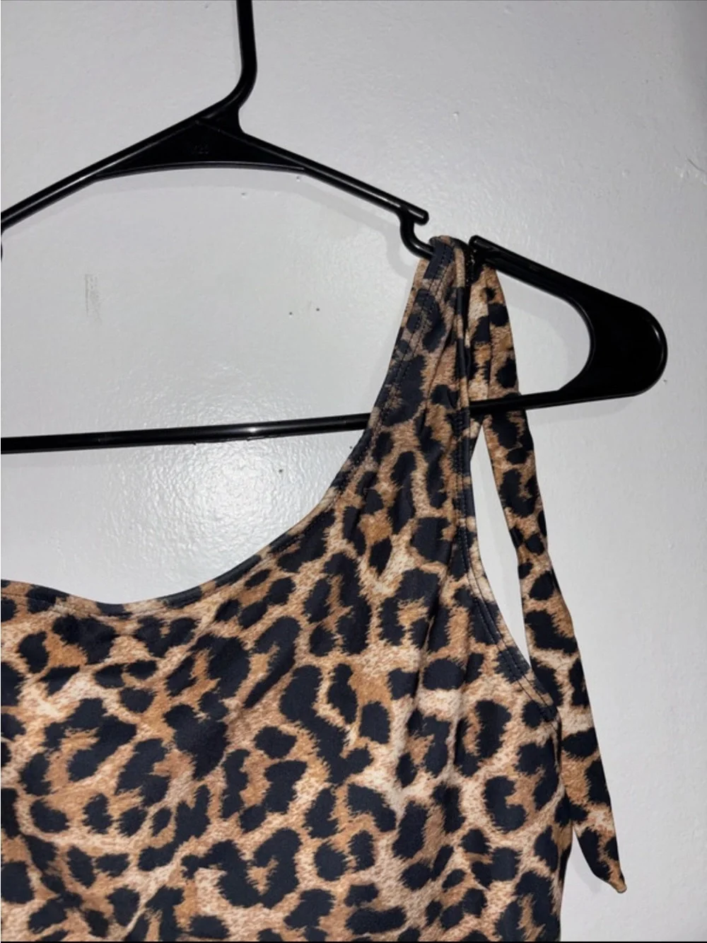 Leopard Print One-Shoulder Women One-Piece Swimsuit - Brown/Black
